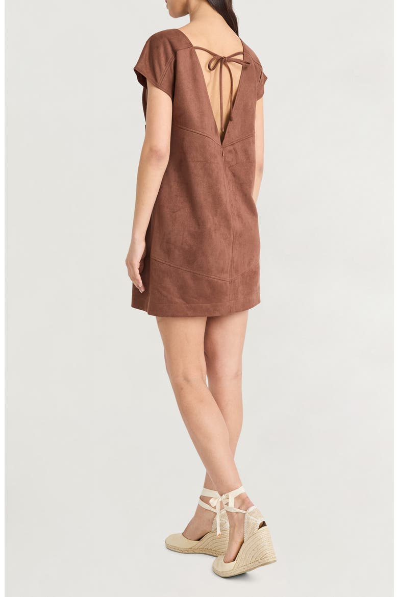 Faux Suede Minidress, Alternate, color, DOWNTOWN BROWN