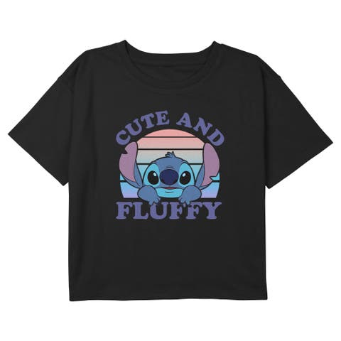 Girl's Lilo & Stitch Cute and Fluffy Retro Sunset  Graphic T-Shirt
