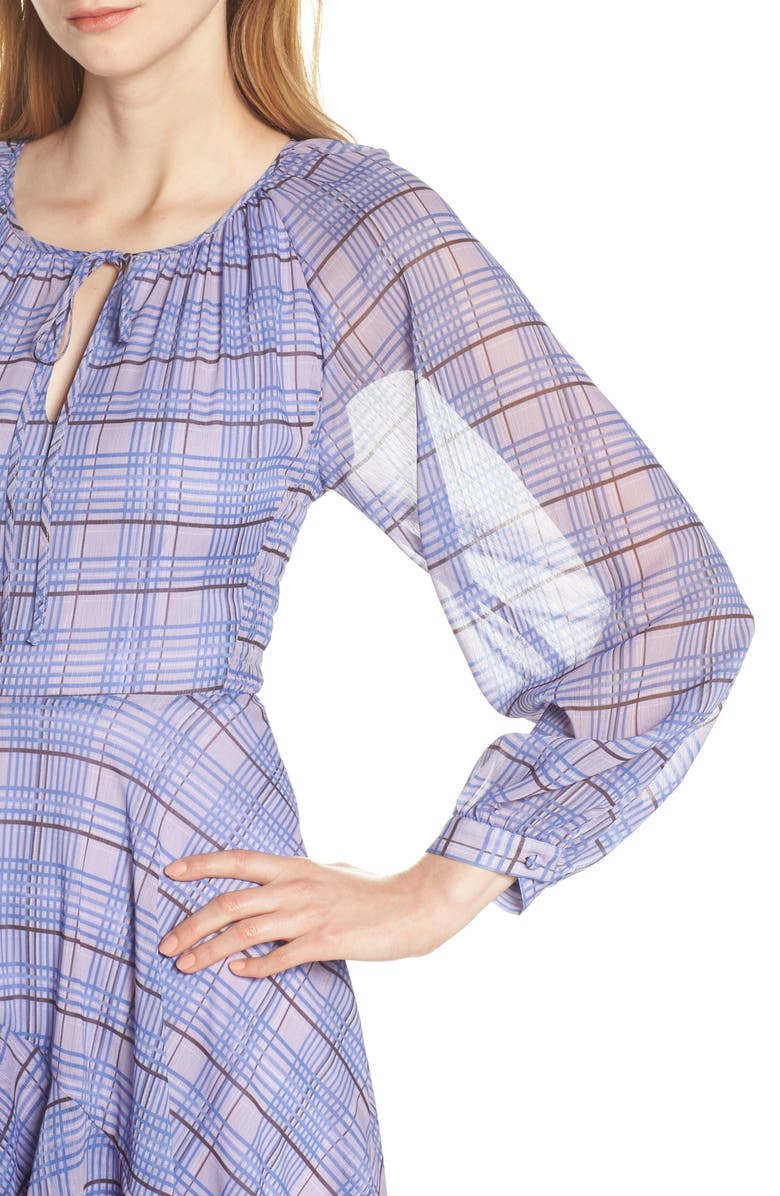 Lenon Plaid Asymmetrical Midi Dress, Alternate, color, 