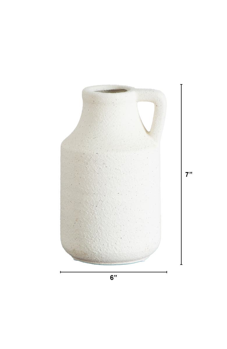 NEARLY NATURAL 7-in Textured Handmade Vase, Alternate, color, White