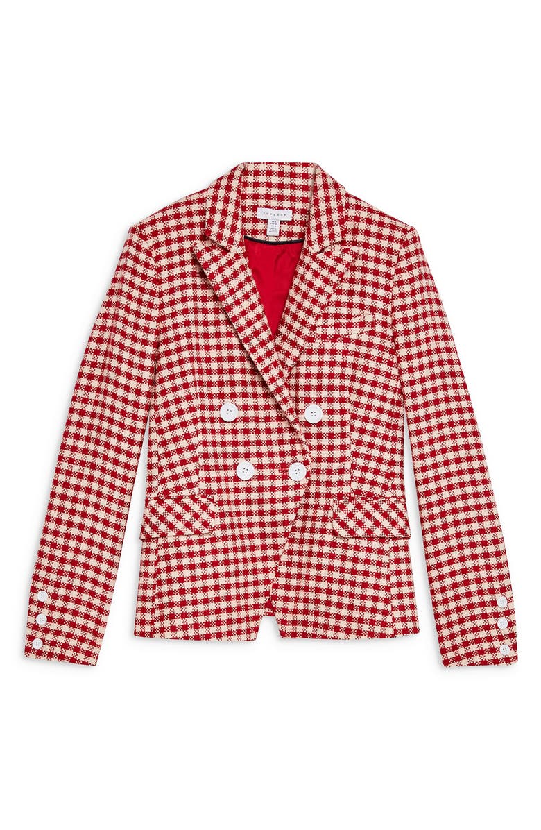 Topshop Check Double Breasted Blazer, Alternate, color, 