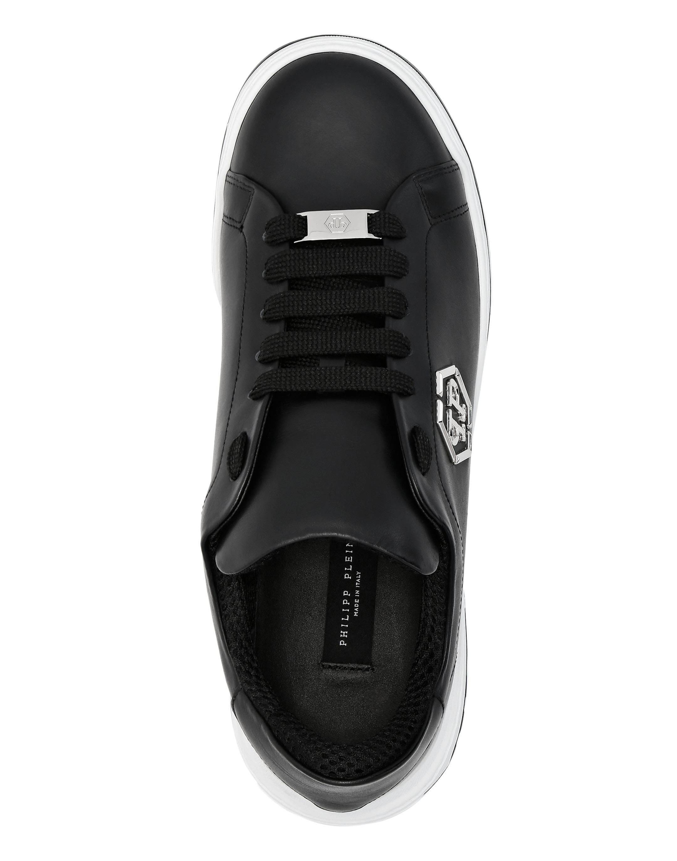 Leather Lo-Top Sneakers Skull&Bones Men, Alternate, color, black