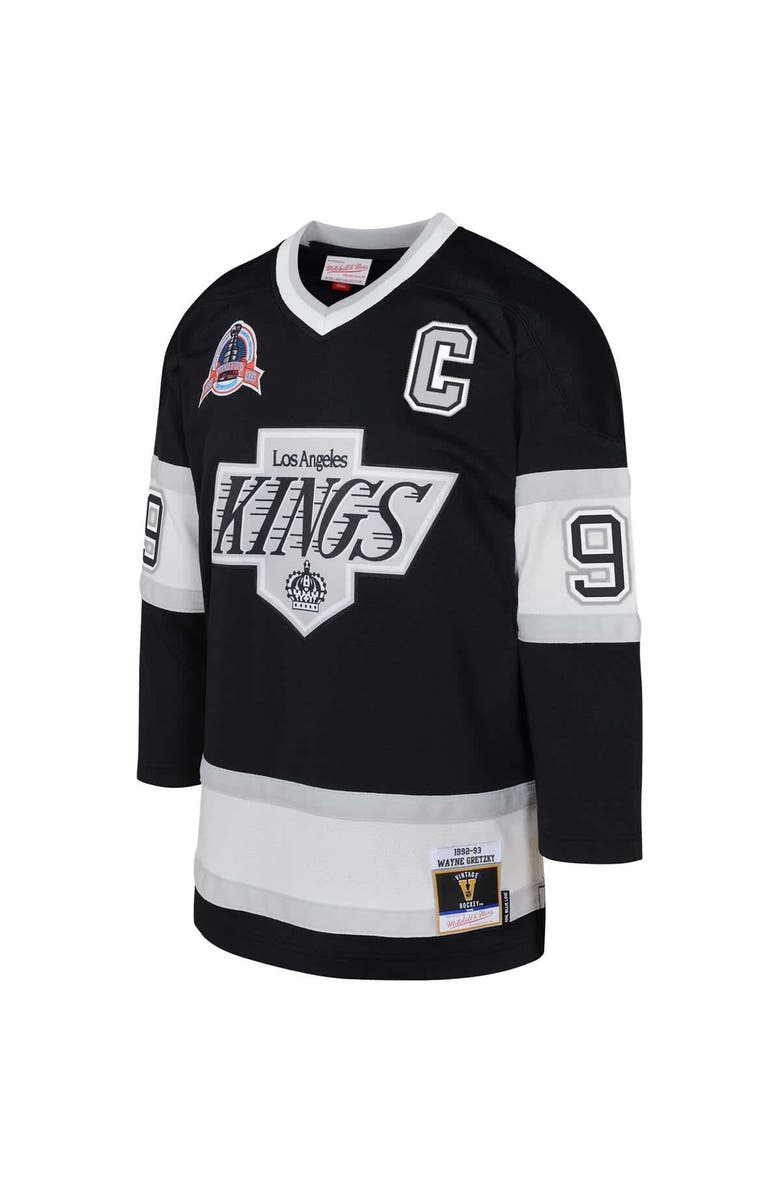 Mitchell & Ness Youth Mitchell & Ness Wayne Gretzky Black Los Angeles Kings 1992/93 Captain Patch Blue Line Player Jersey, Alternate, color, Black