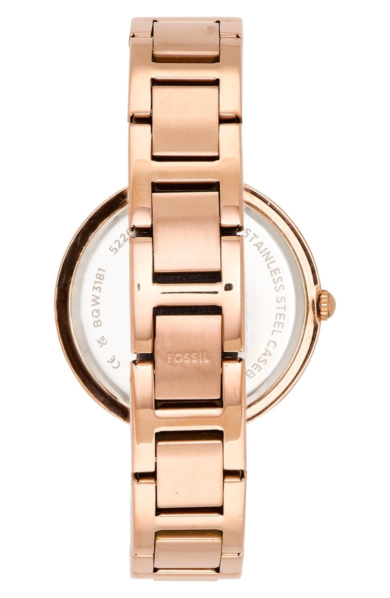 Fossil Karli Crystal Embellished Bracelet Watch, 32mm, Alternate, color, Pink/ Rose Gold