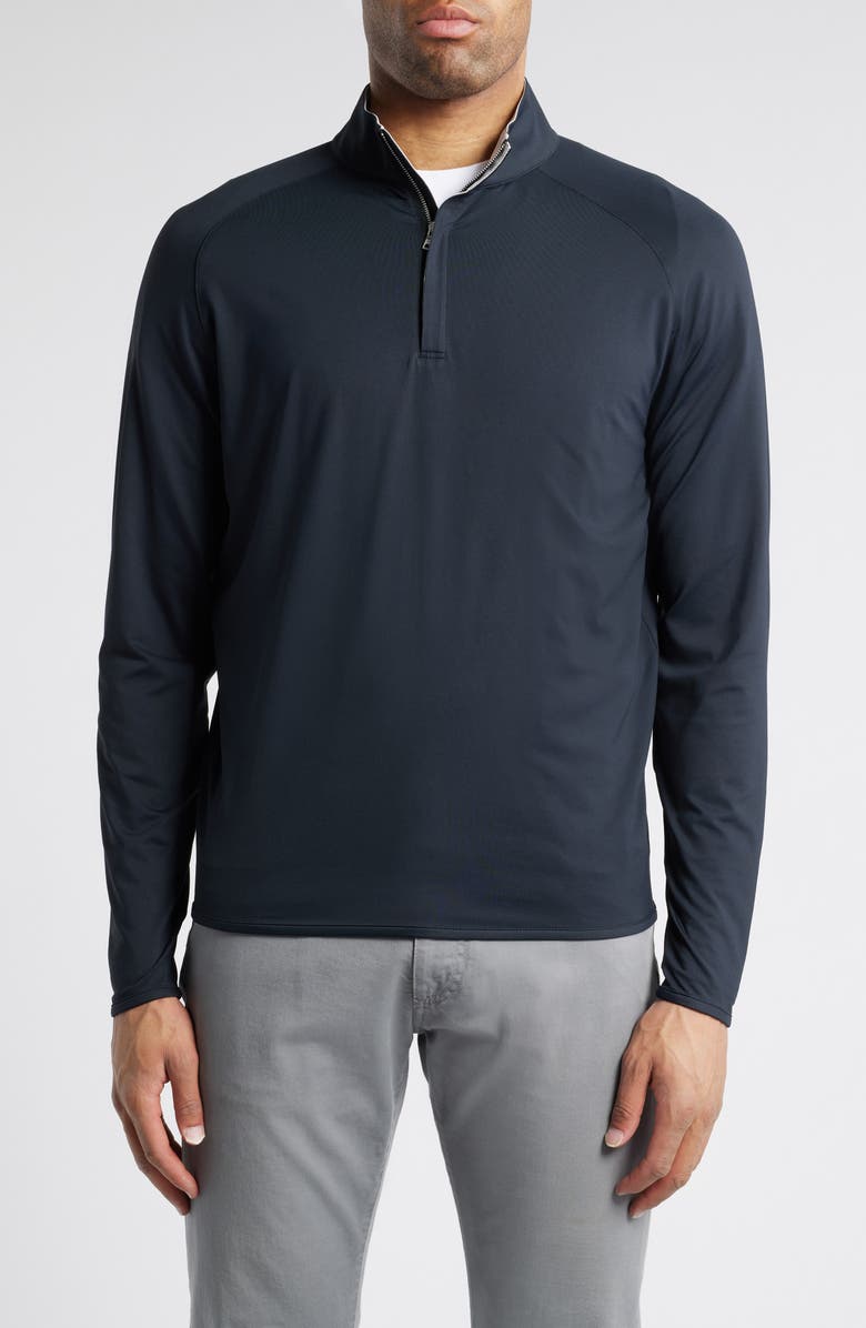 Peter Millar Crown Crafted Stealth Performance Quarter Zip Pullover, Main, color, Black