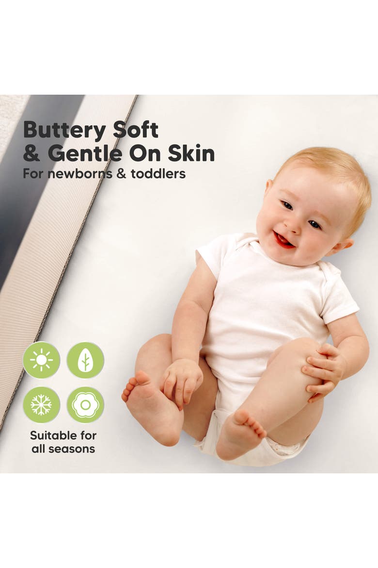 2-Pack Isla [Protect+] Waterproof Mini Crib Sheets, Alternate, color, Soft White