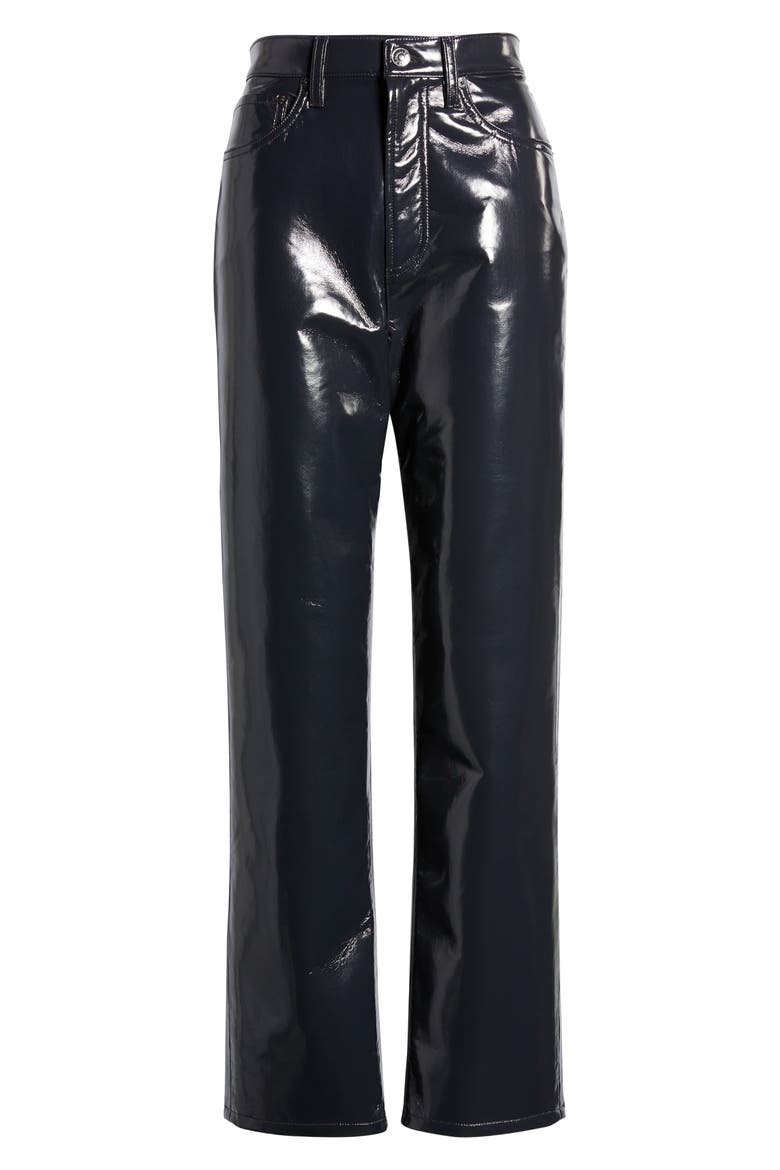 '90s Pinch Waist Patent Recycled Leather Blend Jeans, Alternate, color, SHADOW PATENT