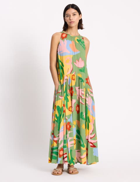 Tropique Print Halter Neck Maxi Dress