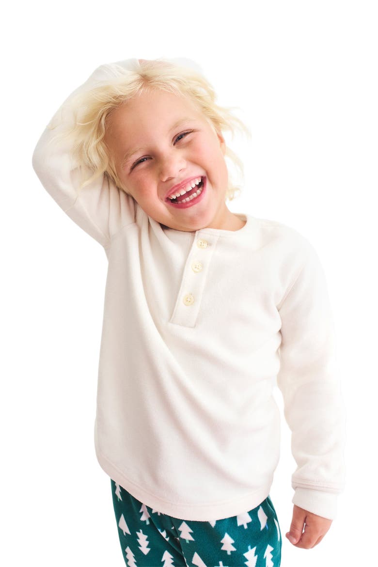 Kids Fleece Pj Henley, Alternate, color, Ivory