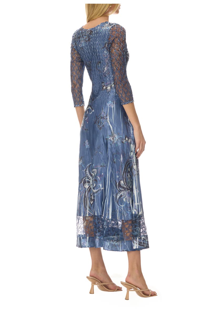 Komarov Paisley Charmuese Dress with Lace Sleeves, Alternate, color, Paisley Fleur