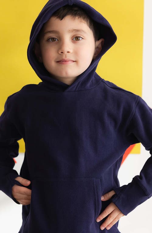 Shop Mightly Organic Cotton Pullover Pocket Hoodie In Navy