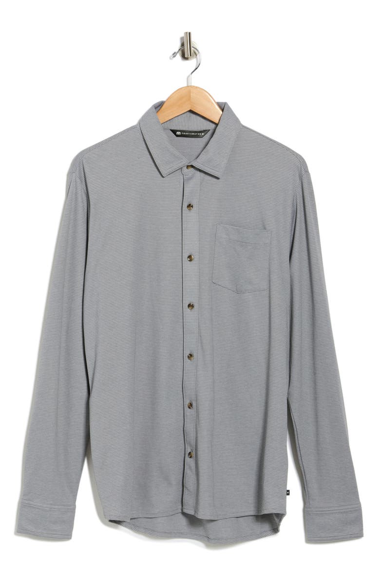 TravisMathew Evening Bonfire Button-Up Shirt, Main, color, Heather Quiet Shade