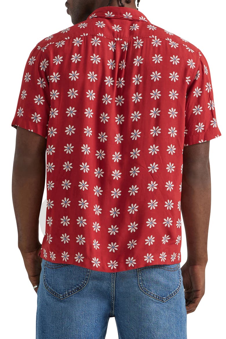 Floral Camp Shirt, Alternate, color, GARNET DAISY PRINT