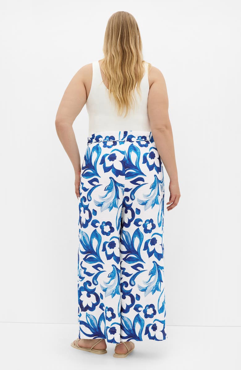 City Chic Resort Print Paperbag Waist Wide Leg Pants, Alternate, color, 