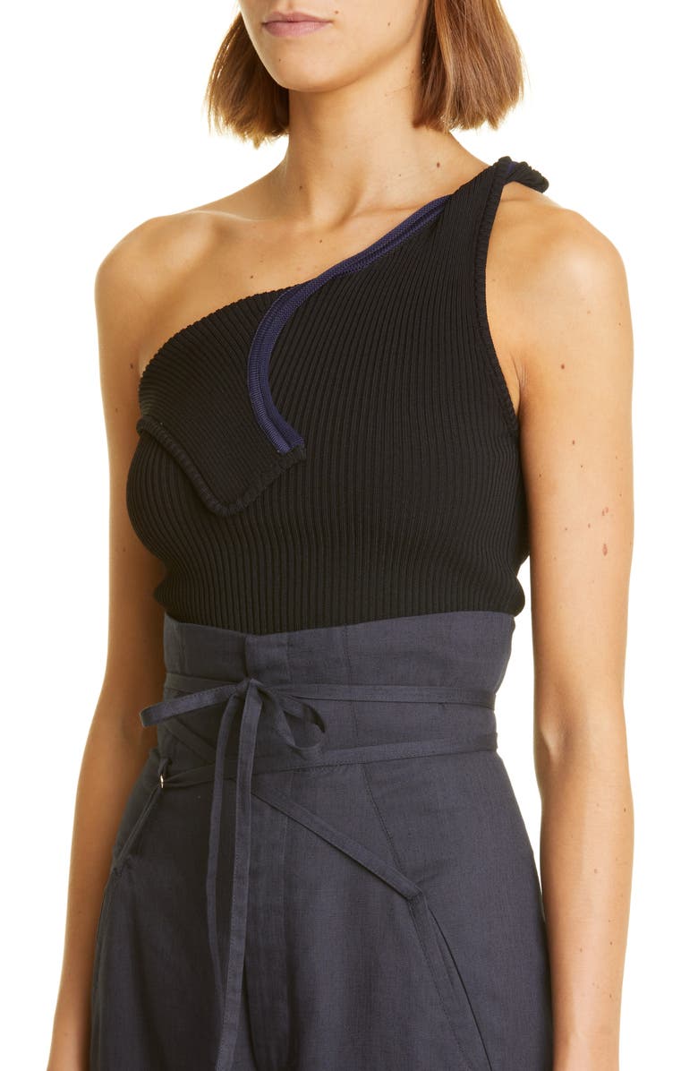 Jacquemus La Maille Aceno One-Shoulder Tank Top, Alternate, color,