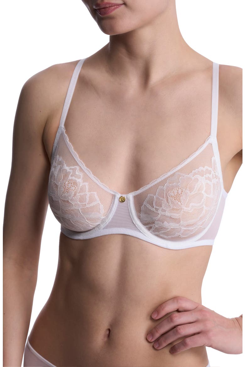 Flora Unlined Underwire Balconette Bra, Alternate, color, WHITE