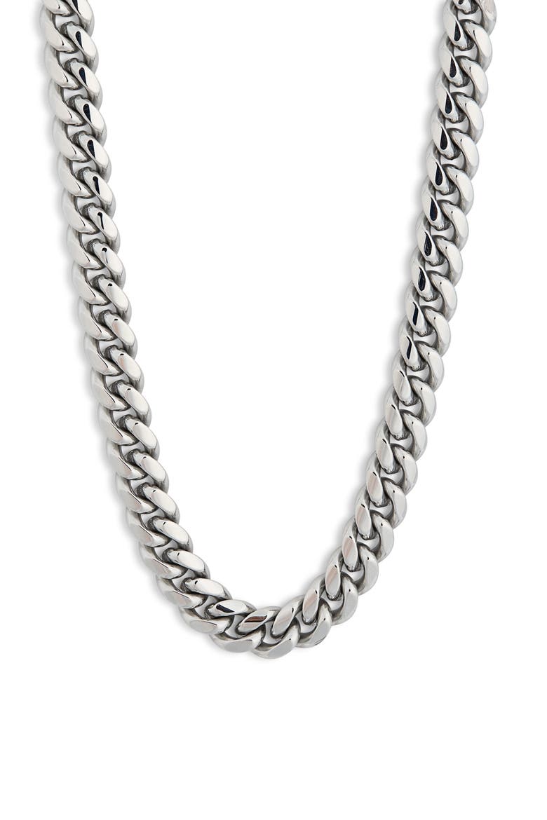 Men's Stainless Steel Curb Chain Necklace, Alternate, color, SILVER
