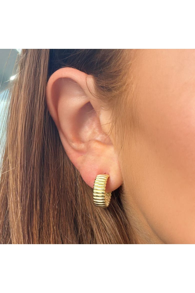 Fluted Gold C-Hoop Earrings, Alternate, color, Yellow Gold