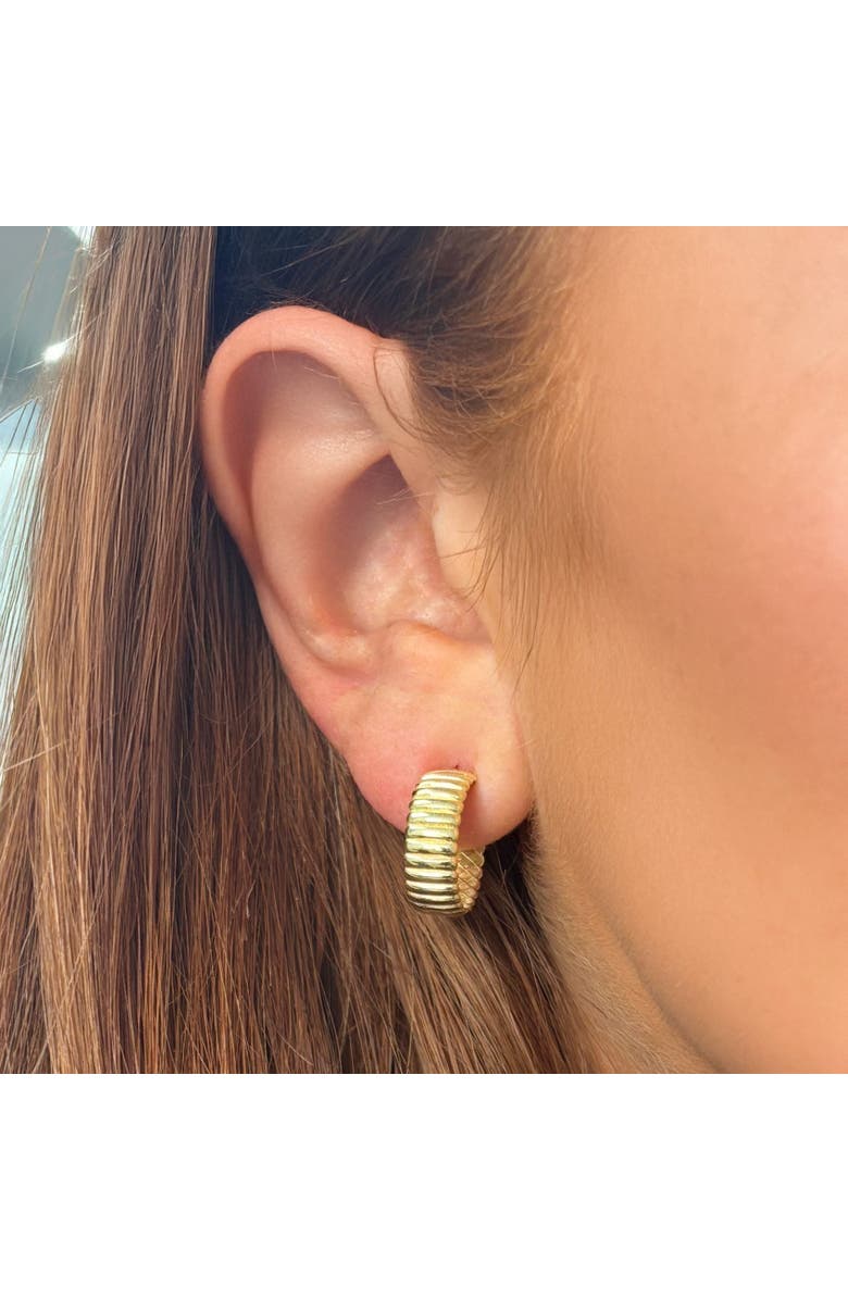 The Lovery Fine Jewelry Fluted Gold C-Hoop Earrings, Alternate, color, Yellow Gold