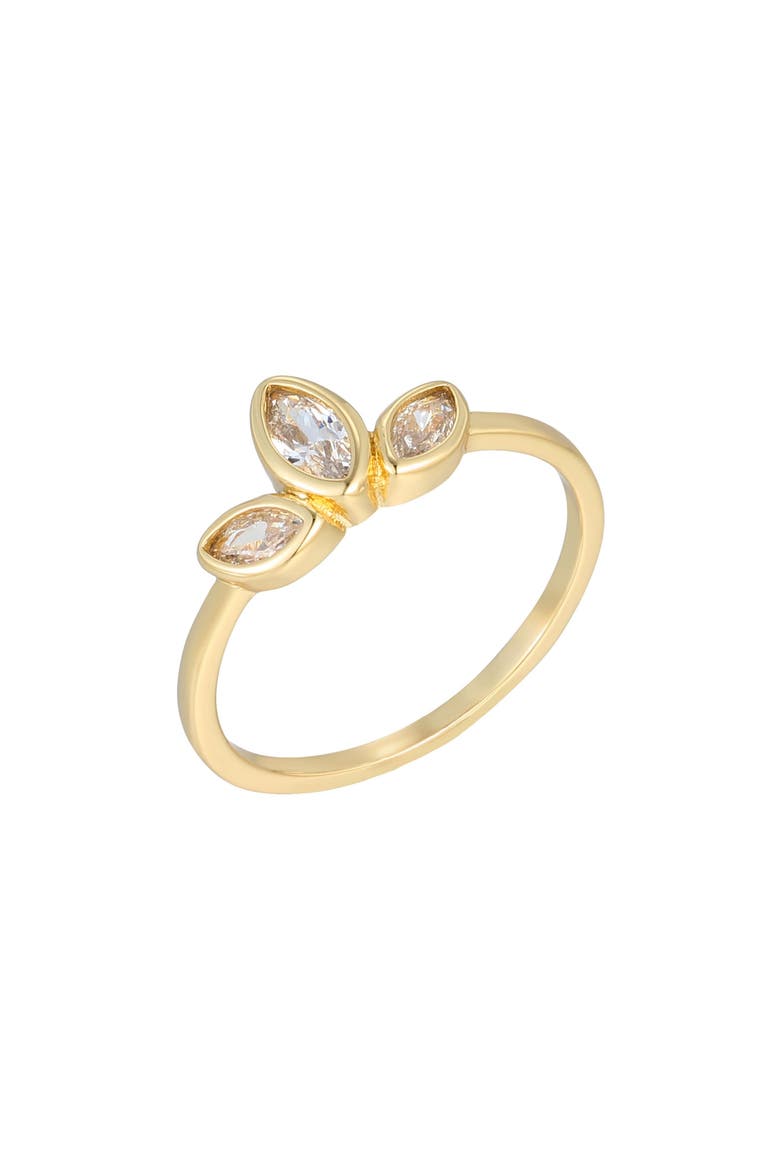 14K Gold Plated Cubic Zirconia Petal Ring, Alternate, color, GOLD