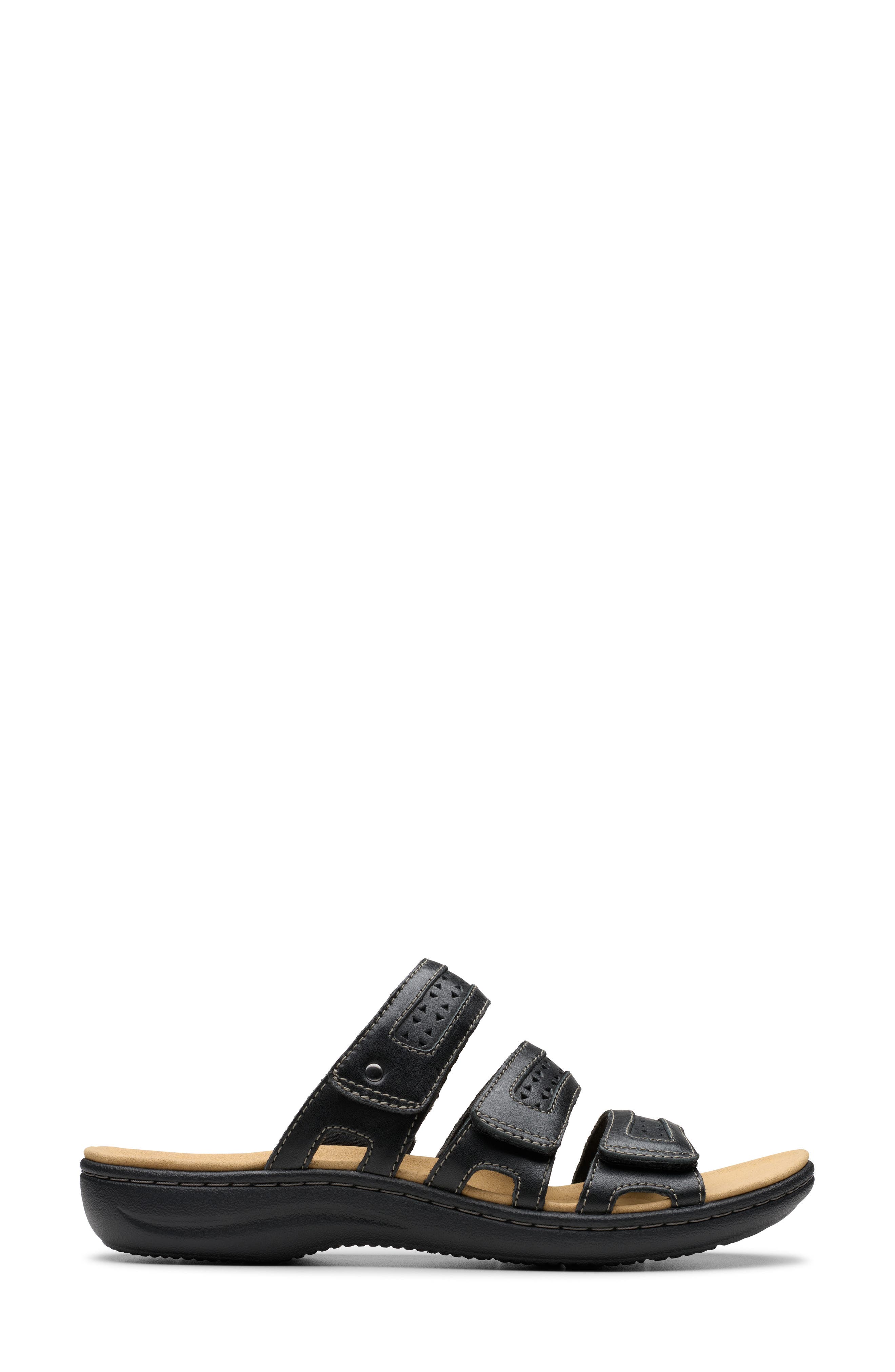 Clarks<sup>®</sup> Laurieann Dove Slide Sandal, Alternate, color, Black Leather