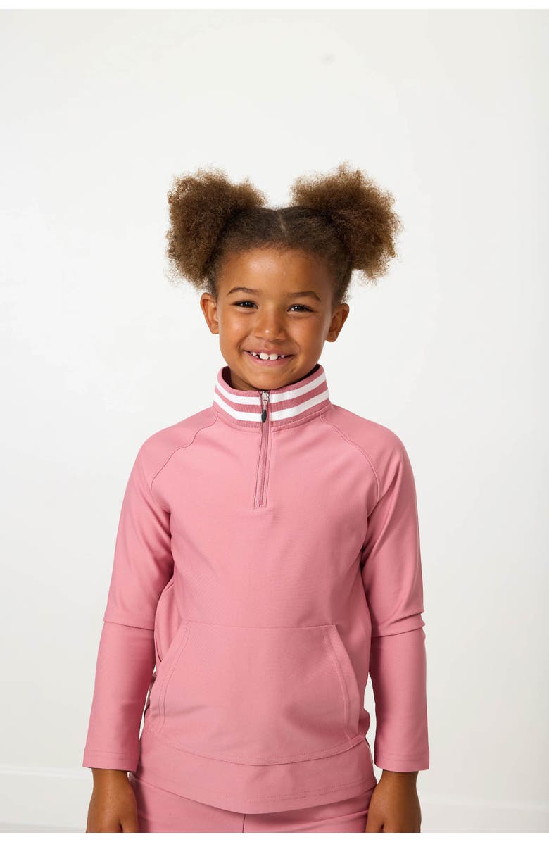 Courtside Kids Girls Retro Half-Zip, Alternate, color, Dusty Pink