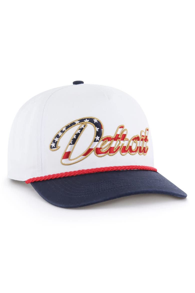 Men's '47 White Detroit Lions Patriotic Overhand Hitch Adjustable Hat, Alternate, color, White