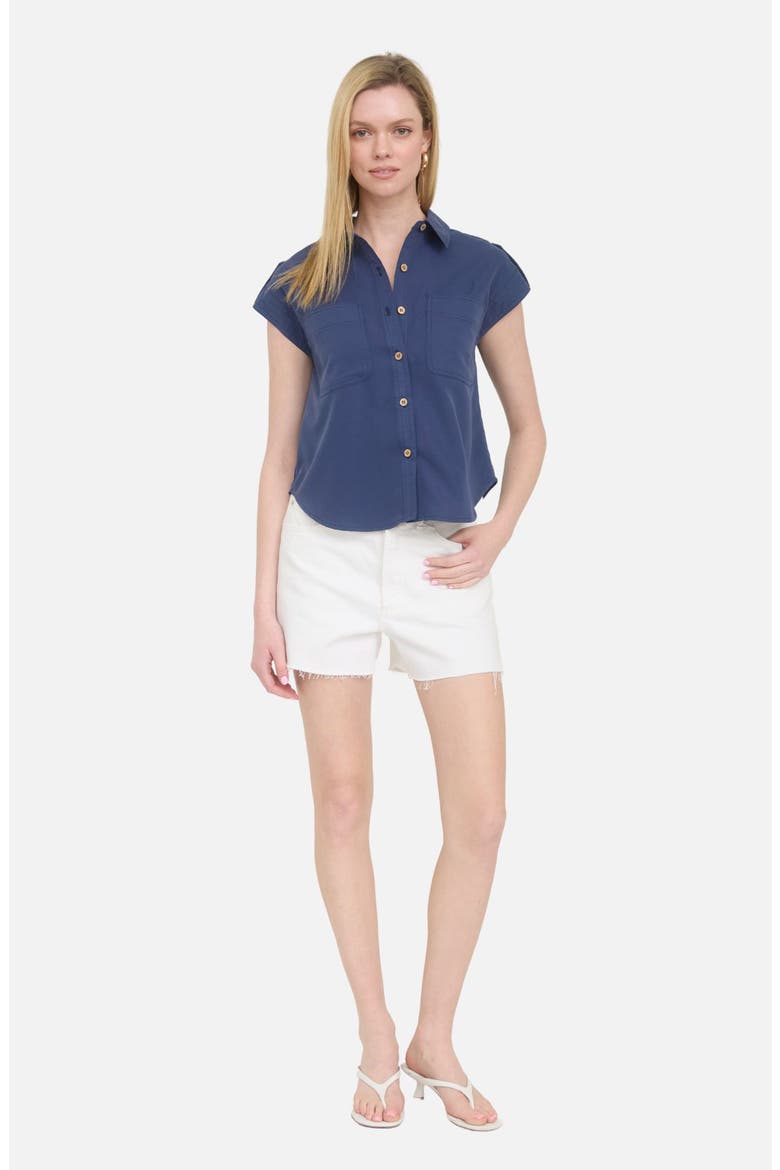 Short Sleeve Button-Up Shirt, Alternate, color, NAVY
