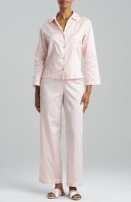 Natori Embroidered Trim Cotton Sateen Pajamas