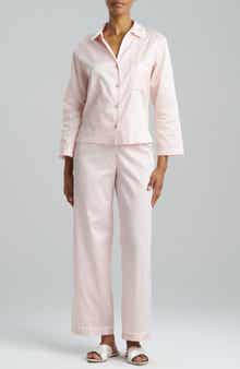 Embroidered Trim Cotton Sateen Pajamas
