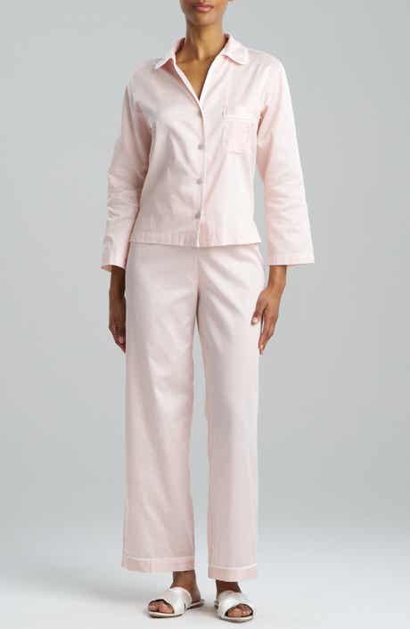 Embroidered Trim Cotton Sateen Pajamas