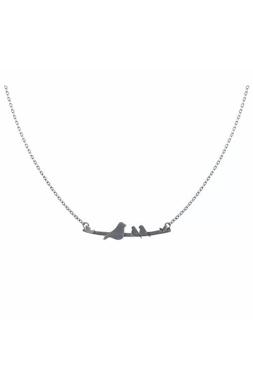 Figs And Ginger Mother Nestling Birds Necklace In Metallic