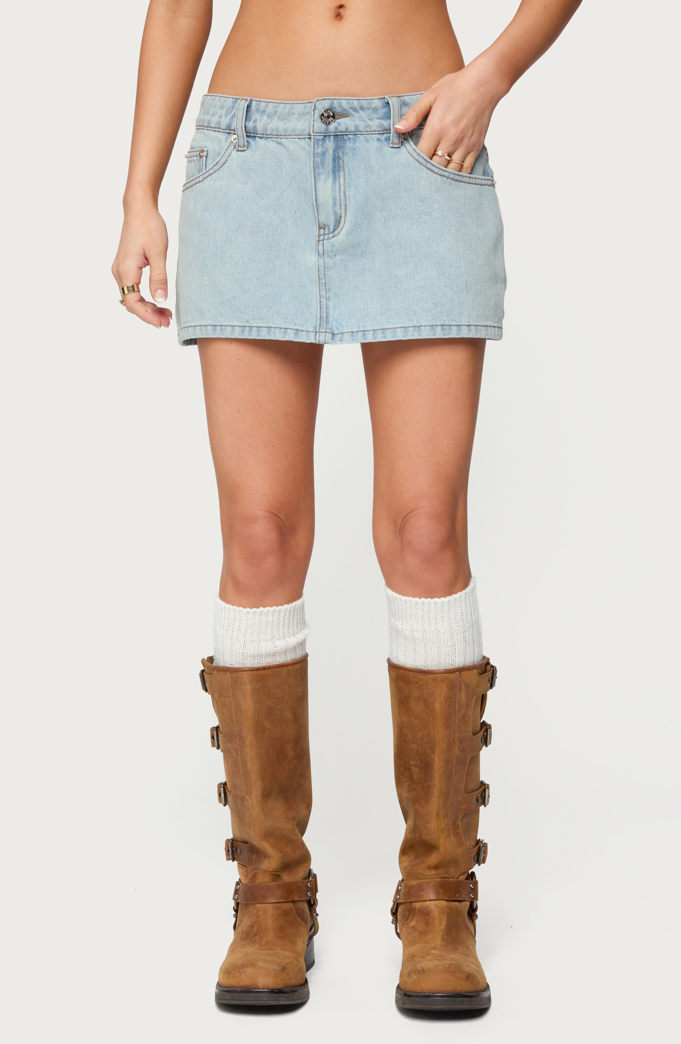 Chiara Low Rise Denim Miniskirt
