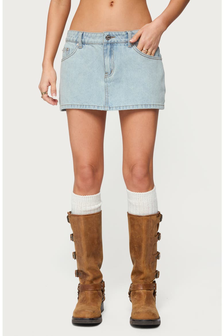 Chiara Low Rise Denim Miniskirt, Main, color, LIGHT-BLUE