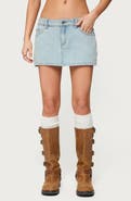 EDIKTED Chiara Low Rise Denim Miniskirt