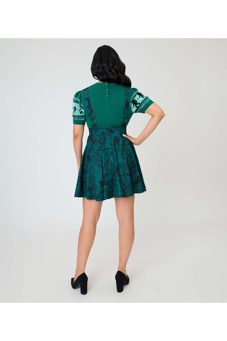 Brionne Pinafore Skirt, Alternate, color, Green Sassquatch Print