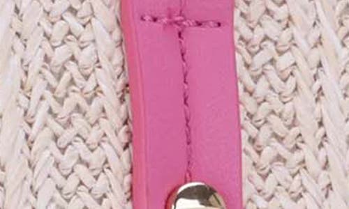 Emperia Annabelle Mini Straw Satchel In Natural/hot Pink