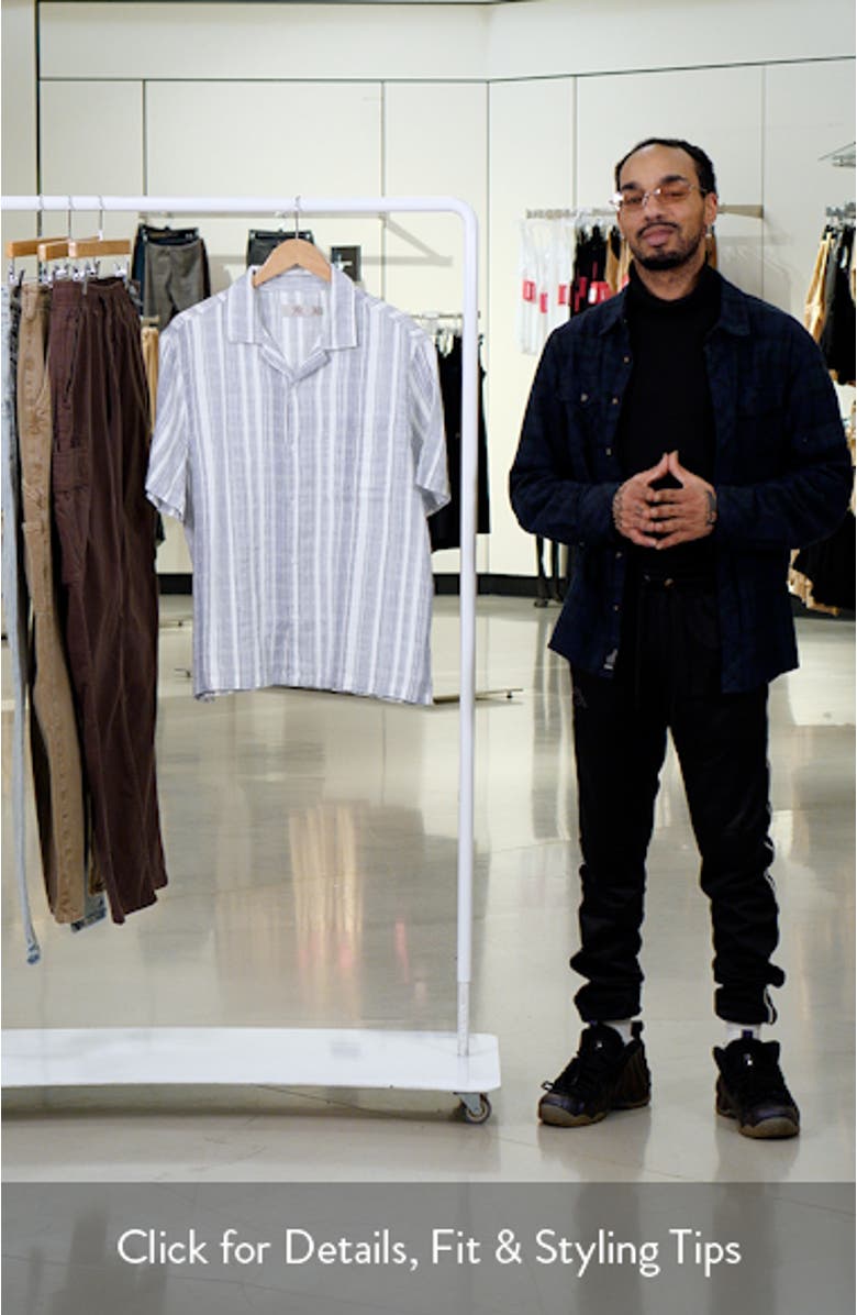 Tonal Stripe Short Sleeve Camp Shirt, sales video thumbnail