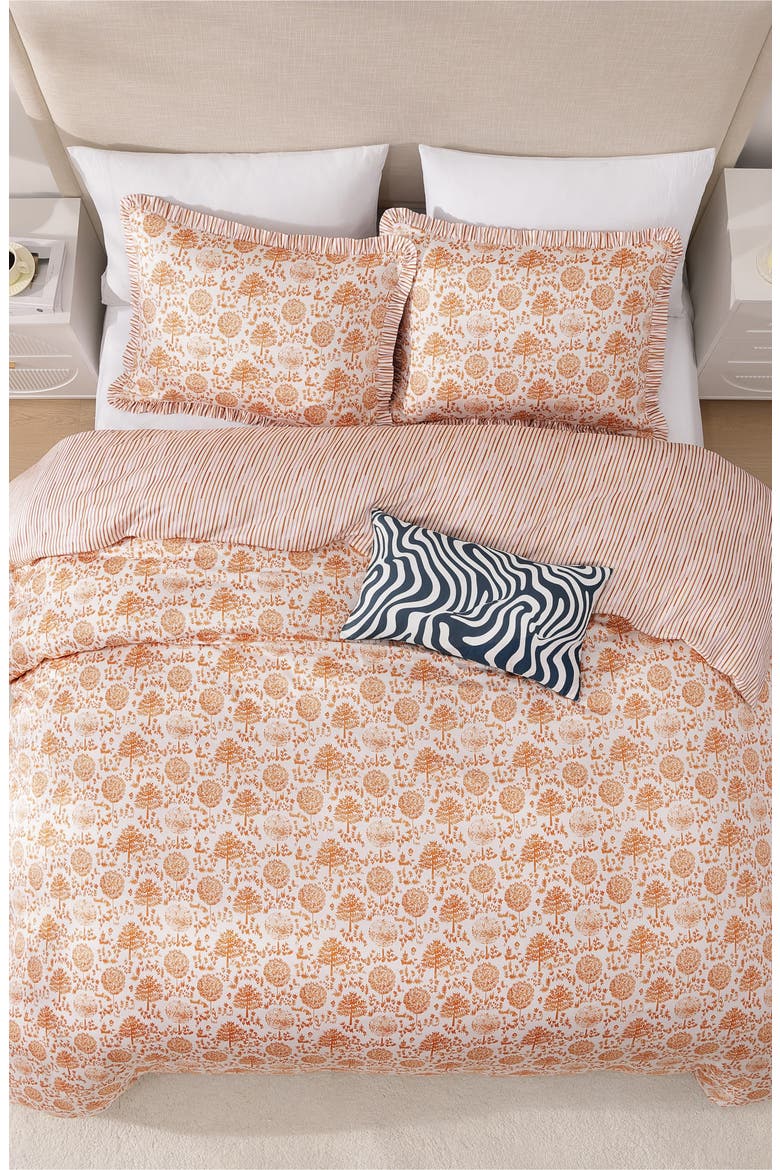 Clay Trees Reversible Comforter Set, Alternate, color, ORANGE