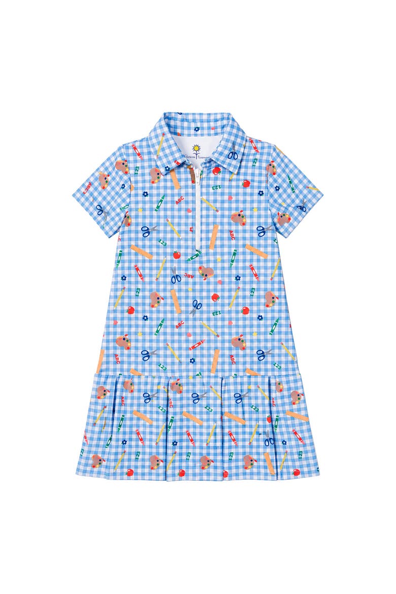 School Print Performance Knit Dress, Main, color, Blue/Multi