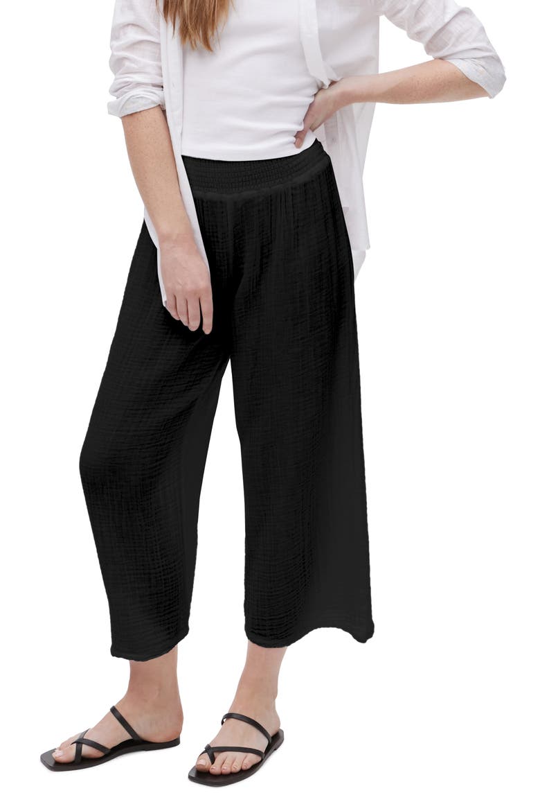 Medina Smocked Waist Wide Leg Pants, Alternate, color, BLACK