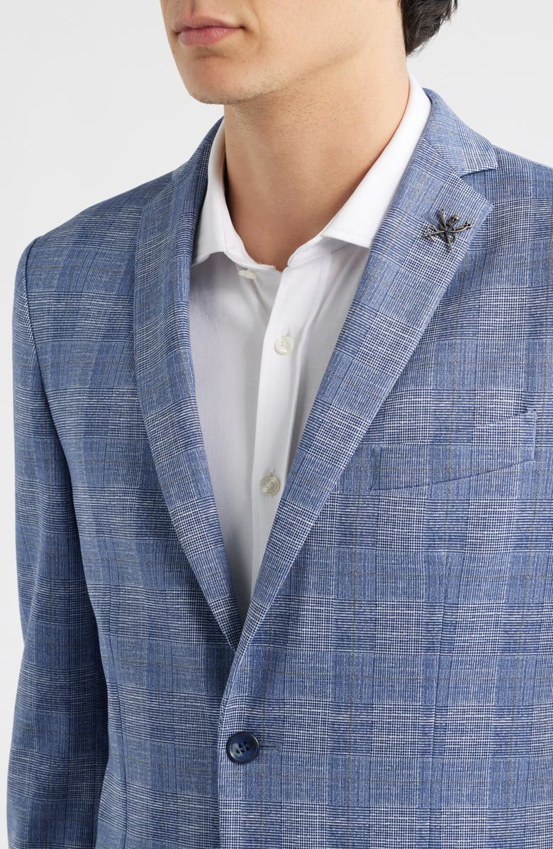 John Varvatos Star USA Varick Slim Fit Blue Glen Check Knit Sport Coat, Alternate, color, Light Blue