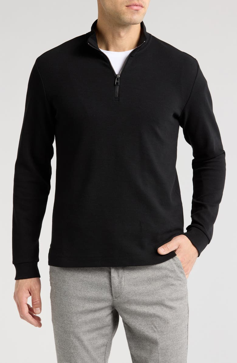 BOSS Tenore Quarter Zip Sweater, Main, color, Black