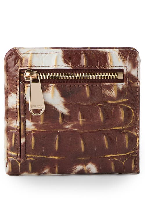 Brahmin Jane Croc Embossed Leather Bifold Wallet In Brown