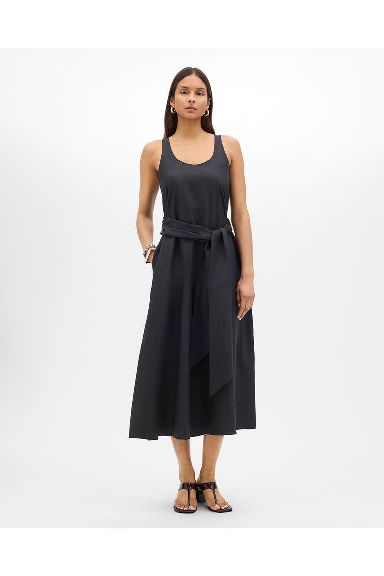 Sarong Linen Dress, Main, color, Black