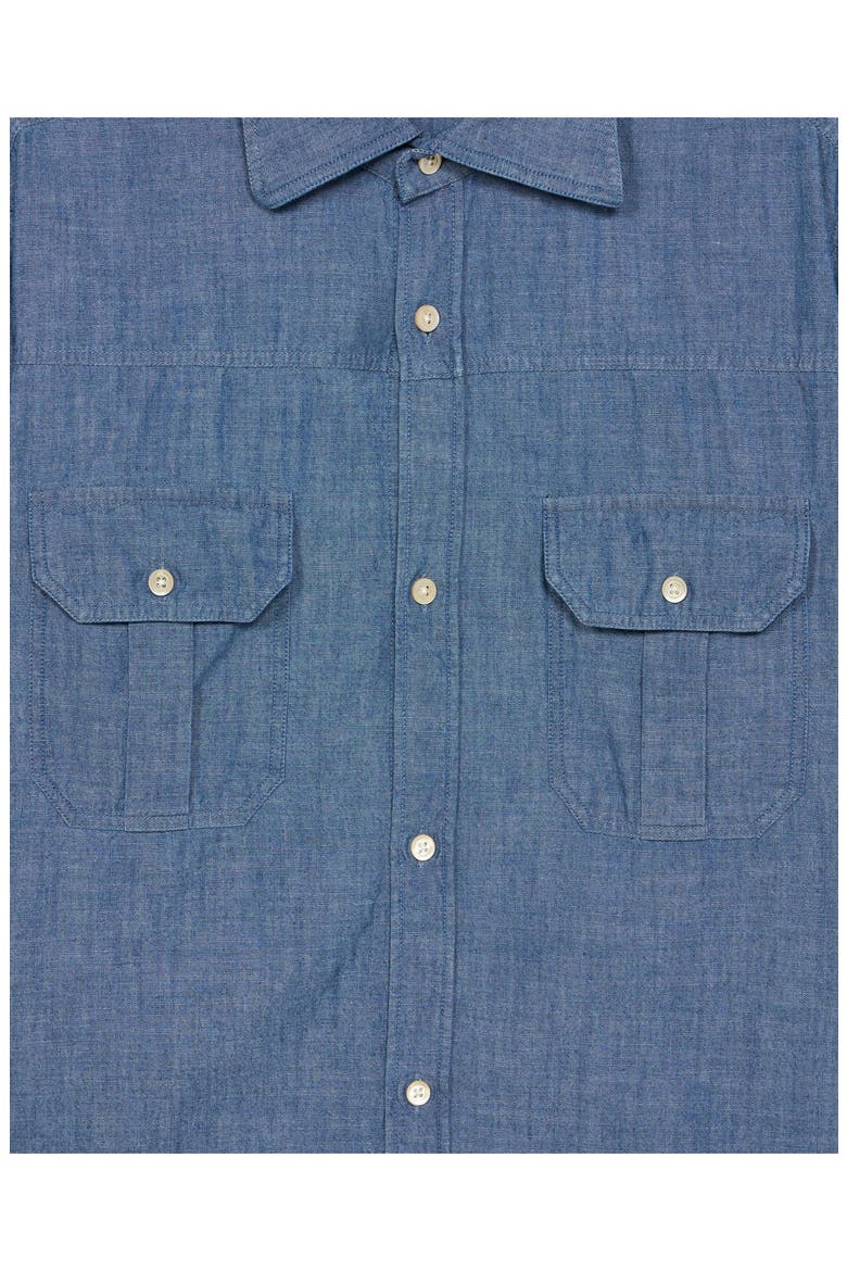 Amleto Denim Shirt with Patch Pockets, Alternate, color, BLUE