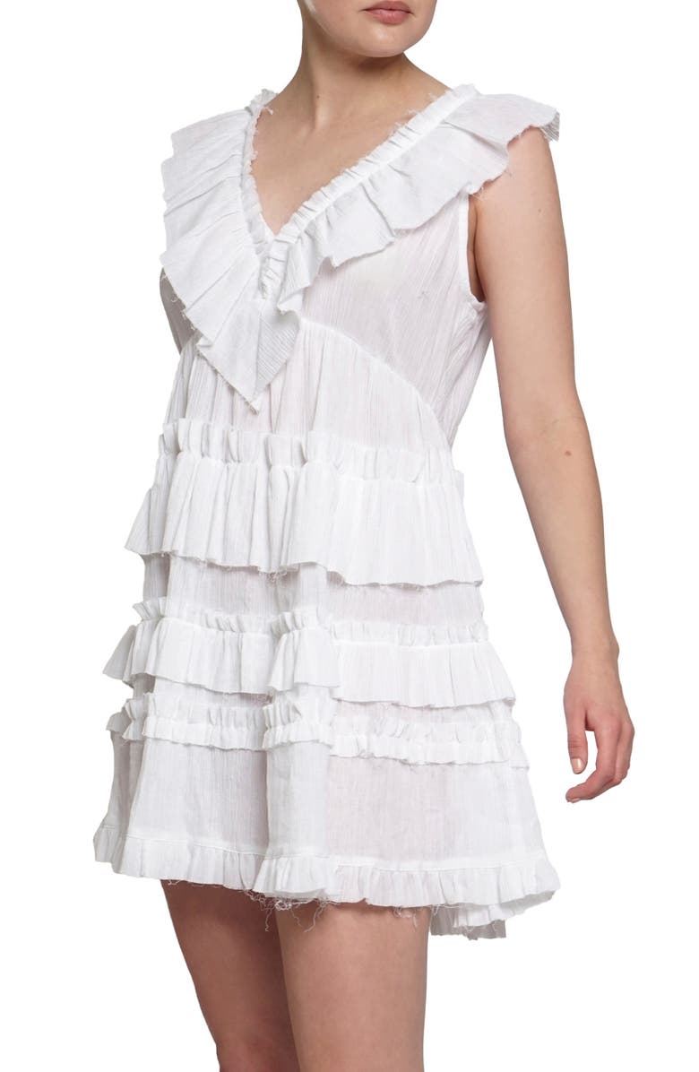 Know One Cares Sleeveless Ruffle Tiered Minidress, Alternate, color, 