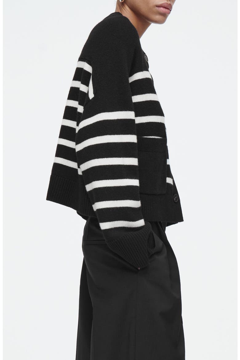 Stripe Wool Cardigan, Alternate, color, BLACK DARK