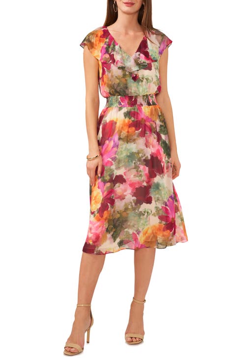 Vince camuto red floral orders dress