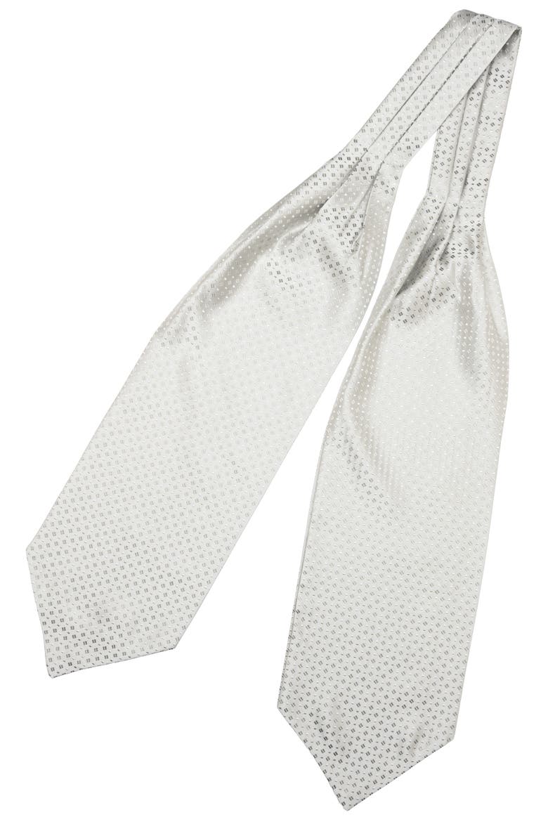 Valentino - Silk Ascot Cravat Tie for Men, Alternate, color, Silver